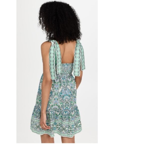 Shoshanna  Raleigh Tiered Square-Neck Mini Dress, Mint Green | Size 2 - Picture 2 of 7